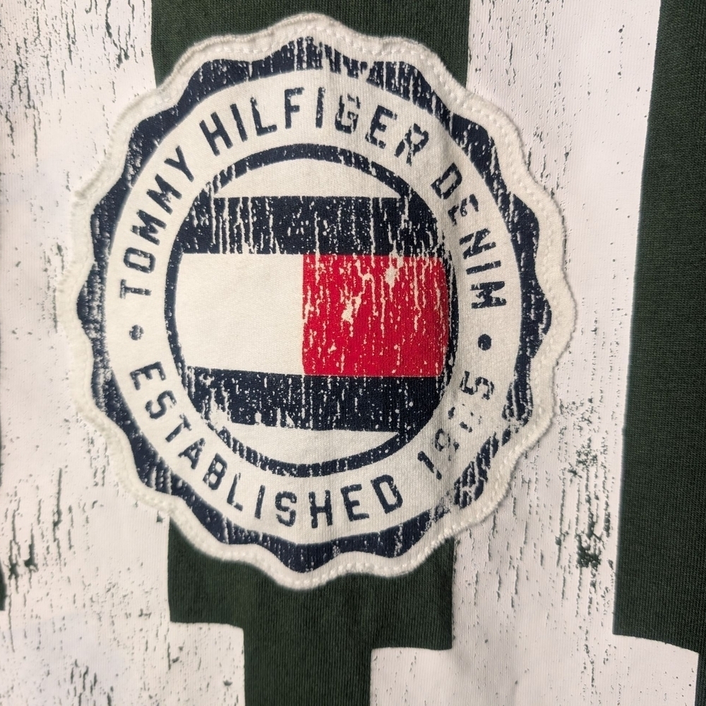 Tommy Hilfiger Retro Olive Green Logo Short Sleeve Tee Men's Large 90s 00s EUC - Picture 9 of 11